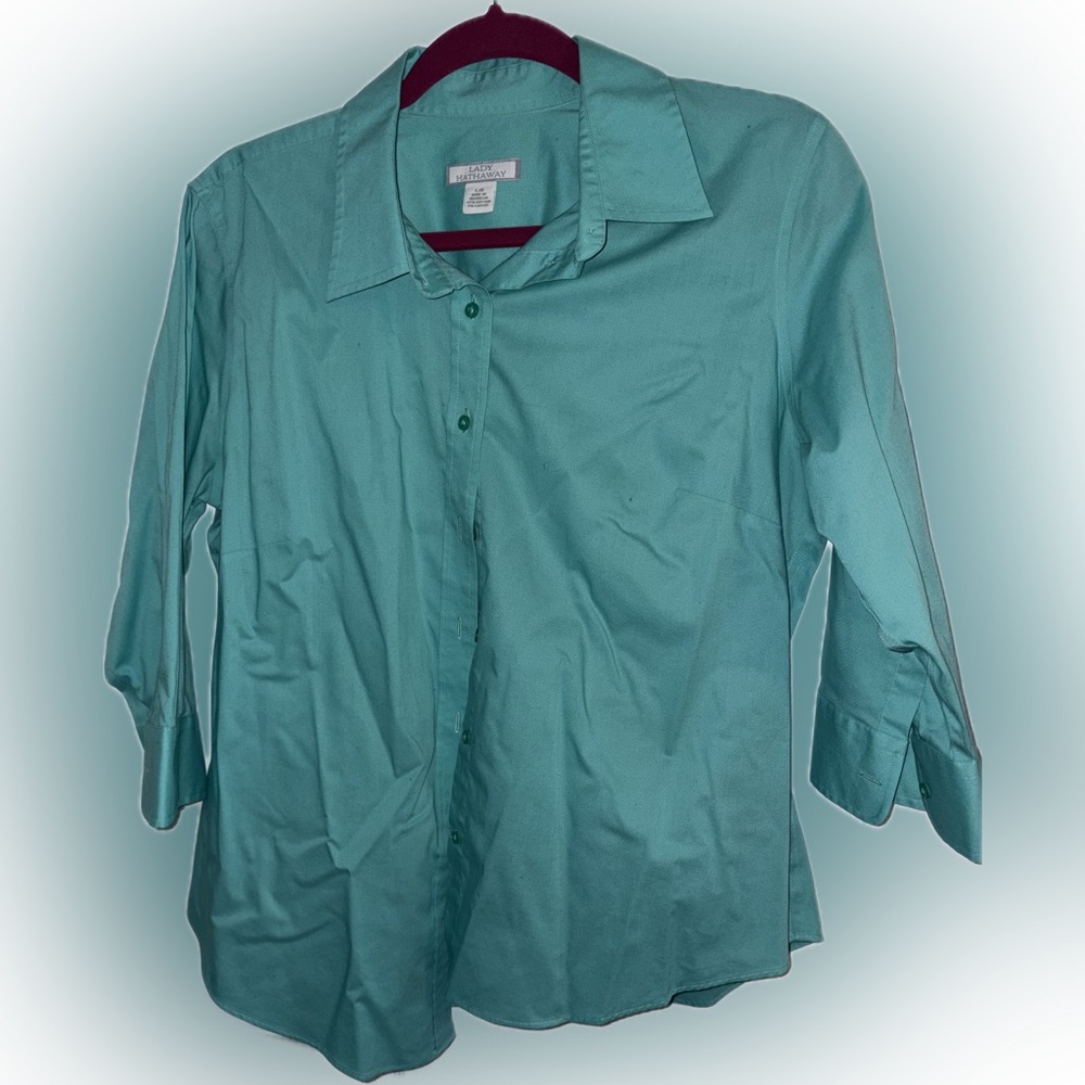 Lady Hathaway Teal Button-Front Women's Top